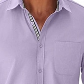 economico camicie da uomo no stiro-Per uomo Camicia Camicia Estiva Camicia casual Camicia con Bottoni Tinta unica Quotidiano Vacanza Blu Blu chiaro Bianco Verde chiaro Manica Lunga Bavero Estate Primavera Abbigliamento Tasca