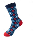 levne pánské ponožky-Pánské 5 párů Ponožky Koşu Çorapları Ponožky pro běžné nošení Vodní modrá Černá Barva Geometrický Venkovní Dovolená Denní nošení Střední Jaro Podzim Módní Šik ven