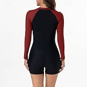 levne Rash guardy One Piece-Dámské Ochrana proti vyrážce Plavky Jednodílné díly Slátanina Zapni Ochrana proti UV záření Vysoká pružnost Dlouhý rukáv Plavky Surfování Potápění Šnorchlování Léto