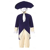  250th Anniversary USA Rococo Baroque Outfits Long Sleeves George Washington Alexander Hamilton Colonial Fancy Dress Boys' Carnival Independence Day 4th of July Kid's Coat Pants Collar