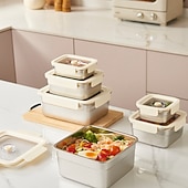 billige Kjøkkenoppbevaring-vakuummatbeholder matvaregodkjent sus304 forseglet matoppbevaringsboks bento lunsjboks for frukt, kjøleskapsikker, lufttett måltidsbeholder (firkantet)