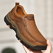 ieftine Pantofi casual slip-on-Teniși bărbătești maro din piele întoarsă și piele ecologică, cu design respirabil – încălțăminte sport și rezistentă, perfectă pentru activități în aer liber, alergare și ținute casual