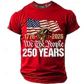  4 juli 2026 250:e minnesdagen mäns 3D tryck amerikansk flagga crew neck kort ärm t-shirt daglig street