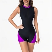  Mujer Camiseta Protección Solar Surf Traje de baño Una pieza Retazos Protección UV Alta elasticidad Sin Mangas Bañadores Surf Buceo Submarinismo Verano