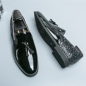 baratos Sapatos masculinos-Sapatilhas Slip-On Douradas com Glitter de Mardi Gras Masculinas – Sapatos Formais Brilhantes para Ocasiões Especiais Festas e Celebrações de Carnaval