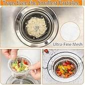 billige Kjøkkenutstyr og -redskap-400 stk. engangsposer til vasken, ultrafine elastiske nettingmatoppsamlere for kjøkkenavløp, anti-tilstoppingsfilternett for rester og hår &amp;Universal passform for avfallsfiltre til vasken