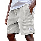 cheap Casual Shorts-Men's Shorts Casual Shorts Corduroy Shorts Pocket Elastic Waist Plain Breathable Knee Length Outdoor Vacation Daily Wear Vacation Fashion White Navy Blue Micro-elastic