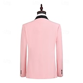  رجالي بليزر + بنطلون رسمي سترة الدعاوى عمل حفلة كوكتيل حفلة الزفاف 2 قطعتين موضة كاجوال الربيع الخريف بوليستر ألوان متناوبة جيب Buttons مريح صدر فردي سترة رياضية رمادي داكن أسود أبيض أحمر غامق