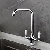 preiswerte Waschbeckenarmaturen-Waschbeckenarmatur - Klassisch Antikes Messing Mittelset Zwei Griffe Ein LochBath Taps