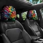 cheap Slipcovers-2pcs Cute Flower Love Heart Print Headrest Covers, Valentine's Day Heart-Eyed Girl Car Headrest Protector, Interior Decor, No Filling, Easy to Install and Wash, Suitable for Long-Distance Travel Naps
