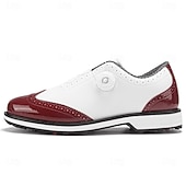 voordelige Heren Golf Schoenen-Heren golfschoenen – comfortabel wit en bordeauxrood design voor optimale prestaties en stijl op de golfbaan.