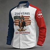 abordables Chemises Patriotiques 250-Homme 4 juillet, 250e anniversaire des États-Unis Drapeau américain FREEDOM Chemise Chemise Boutonnée manche longue Vintage Rétro Fête Décontracté Quotidien Printemps Automne Col Rabattu Impression
