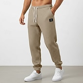 baratos calças de corrida-Homens Waffle Calças Esportivas Corredores Calças Calça casual Com Cordão Punho com Elástico Côr Sólida Conforto Comprimento total Diário Ao ar livre Streetwear Férias Moda Preto Branco Com Stretch