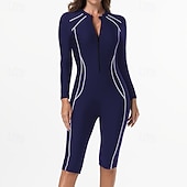 preiswerte One Pieces Rash Guards-Damen Anti UV Shirt Badeanzug Einteilige Patchwork Reißverschluss UV Schutz Hohe Elastizität Langarm Bademode Surfen Tauchen Schnorcheln Sommer