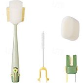 رخيصةأون تنظيف المطبخ-عبوتان من فرشاة تنظيف الزجاجات متعددة الوظائف 5 في 1، فرشاة ذات مقبض طويل لتنظيف الأكواب وأغطية الترمس، منظف زجاجات الحليب والماء، أداة مطبخ منزلية متينة