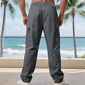 baratos Calças Cargo-Homens Calças Cargo Calças Calças largas Com Cordão Cintura elástica Bolso multi Tecido A Prova de Vento Conforto Diário Ao ar livre Feriado Roupa de rua à moda Preto Verde Tropa