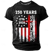  4η Ιουλίου 2026 250η Επέτειος Μνήμης Ανδρικό 3D Εκτύπωση Σημαία ΗΠΑ Crew Neck Κοντομάνικο T-Shirt Καθημερινά Δρόμος