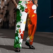  Pantaloni da uomo con quadrifoglio di San Patrizio bandiera irlandese pantaloni da abito con vita media moda casual festa vestibilità rilassata pantaloni da abito piatti con tasche laterali primavera