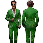 cheap Men's Clothing​-St. Patrick 2026 Shamrock Irish Carnival Pants Suits &amp; Blazers Novelty Funny Adults' Men's Saint Patrick's Day Casual Party Easy Carnival Costume Dress Up