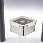 billige Kjøkkenoppbevaring-vakuummatbeholder matvaregodkjent sus304 forseglet matoppbevaringsboks bento lunsjboks for frukt, kjøleskapsikker, lufttett måltidsbeholder (firkantet)