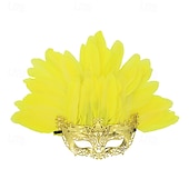 abordables Accesorios-Accesorios de samba para carnaval de Río 2026, tocado de plumas de avestruz amarillas para mujer, tocado con lentejuelas y diamantes de imitación, disfraz de bailarina de carnaval, disfraz de