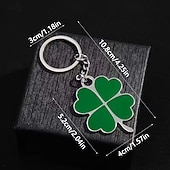  10PCS St. Patrick's Day Lucky Clover Keychains, Green Shamrock Stainless Steel Key Rings, Assorted Styles, Perfect Party Favors & Gifts