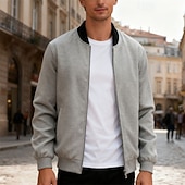 economico Giubbotti Casual-Per uomo Giacca Leggera Giubbotto bomber Giacca Casual Casuale Quotidiano Leggero Tasca Primavera Autunno Semplice Streetwear Elegante Colletto Mao Regolare Blu Nero Giallo Rosso Blu marino Giacca