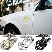  Lot de 4 emblèmes de voiture du Corps des Marines des États-Unis – Autocollant métallique 3D aigle globe ancre, autocollant militaire résistant aux intempéries, compatible avec voitures et camions,