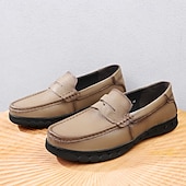baratos Mocassins casuais-Mocassins masculinos leves e fáceis de calçar, em couro sintético respirável – calçado prático para uso casual, no escritório e no dia a dia.