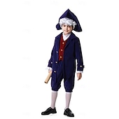  250th Anniversary USA Rococo Baroque Outfits Long Sleeves George Washington Alexander Hamilton Colonial Fancy Dress Boys' Carnival Independence Day 4th of July Kid's Coat Pants Collar
