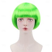  Perucas Verdes Peruca Flapper Curta Cosplay Sintética - Custo de Festa Parecendo Natural para Mulheres