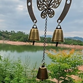 cheap Wall Sculptures-A Lucky Horseshoe Owl Wind Chime, Outdoor Iron Art Love Wind Chime, Vintage Horseshoe Design, Valentine's Day Iron Nail Wind Chime Home Decoration for Good Luck in Love, Perfect Garden Ornament