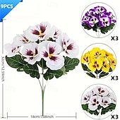 voordelige Kunstbloemen-9 bundels driekleurige kunstbloemen in retrostijl, geschikt als bloemversiering voor binnenplaats, balkon, binnen- en buitenbeplanting, bruiloftsdecoratie, feestartikelen en huisdecoratie.