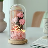 olcso Dekoratív fények-Üveg Rózsa Örökre Örök Kristály Virág Felkeltett Rózsák Üveg Dóm alatt Ajándékok Nőknek Anyának Nagymamának Feleségnek Nővérének