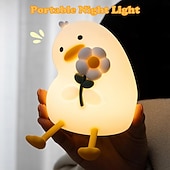 Недорогие Детские ночные огни-Мягкий силиконовый светильник-утка с цветком-уткой, зарядка через USB, ночник с таймером для спальни, изголовье кровати, атмосферный светильник, подставка для телефона, подарок на Рождество, Новый