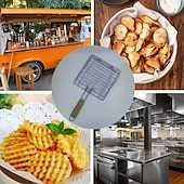 billiga Griller och matlagning utomhus-stor grillkorg i rostfritt stål - vikbar rostfri nätklämma tillagas jämnt av grönsaker, kött och skaldjur