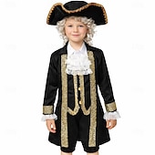 levne oblečení-250. výročí USA Rokoko Barroco Úbory Dlouhé rukávy George Washington Koloniální Revoluční válka Maškarní kostým Chlapecké Karneval Den nezávislosti 4. července Dětské Kabát Kalhoty Límeček