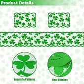 cheap St. Patrick's Day-5PCS St. Patrick's Day Table Placemats &amp; Table Runner Set, Green Shamrock Lace Embroidery, Feather-Free, No Power Needed, Multi-Holiday Decor