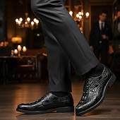 Χαμηλού Κόστους Παπούτσια Oxford-ανδρικά παπούτσια oxford με μοτίβο κροκόδειλου - επίσημο φόρεμα από ψεύτικο δέρμα με κορδόνια για επαγγελματικές και ειδικές περιστάσεις