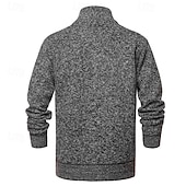 billige cardigangenser for menn-Herre Genser Cardigan Genser Glidelås genser Riflet Strikke Vanlige topper Strikket Helfarge Høyhalset Nøytral Mote Avslappet Dagligdagstøy Klær Høst Vinter Navyblå M L XL