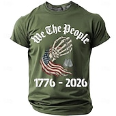  4 luglio 2026 250° Memorial Day Maglietta da uomo in 3D stampa Bandiera Americana a girocollo a maniche corte Casual Strada