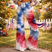  250th Anniversary USA Retro Vintage 1970s Pants Wide Legged Pants Hippie Disco High Waist Fancy Dress Women's Masquerade 4th of July Party Independence Day Adults' Pants