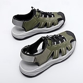 economico sandali da esterno-sandali sportivi beige da uomo: design comodo con rete traspirante, vestibilità regolabile per la spiaggia, le passeggiate e l'estate