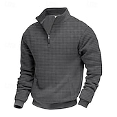 billiga Basic sweatshirts-Herr Tröja Kvartströja med dragkedja Svart Ljusgrå Halv dragkedja Slät Ledigt Dagligen Sport &amp; Utomhus Streetwear Grundläggande Höst Vinter Kläder Pull Tröjor Långärmad