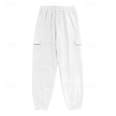 baratos Feriado-Homens Corredores Calças de linho Calças Calça verão Calças de praia Com Cordão Cintura elástica Bolso com aba Côr Sólida Conforto Respirável Diário Ao ar livre Praia Férias Moda Preto Branco
