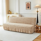 halpa Futon sohva kansi-2 eri kokoa hameen helmatyylinen jacquard-kangas käsinojaton vuodesohvan päällinen sohvan uudenvuoden koristepäälliset joustava suoja joustava penkin päällinen
