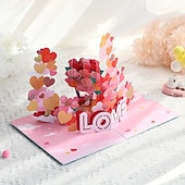 abordables Luces decorativas-Tarjeta 3D en Forma de Corazón Pop Up Regalos Rosados Compromisos Esposa Novio Esposo Novia 1 Tarjeta 1 Sobre