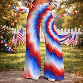 cheap Bottoms-250th Anniversary USA Retro Vintage 1970s Pants Wide Legged Pants Hippie Disco High Waist Fancy Dress Women's Masquerade 4th of July Party Independence Day Adults' Pants