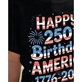  100% Baumwolle Kinder Mädchen Schwarz Weiß Grafik 250-jähriges Jubiläum Amerikanische US-Flagge für Kinder T-Shirt Rundhalsausschnitt Kurzarm Urlaub Sport & Outdoor Alltagskleidung Lässig Drucken