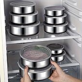 billige Kjøkkenoppbevaring-5 stk. fargekodede lokk lufttett matoppbevaringsbeholdersett med lokk - kraftige stabelbare spiskammersorganisatorer, plassbesparende kjøkken &amp;kjøleskapsbeholdere for matlaging, rester, frukt,